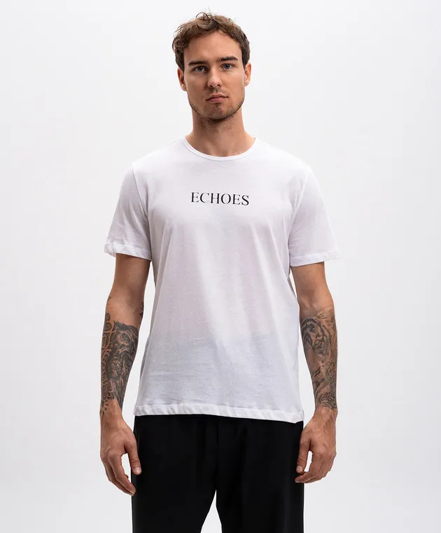 Ann Demeulemeester White t-shirt with Echoes print