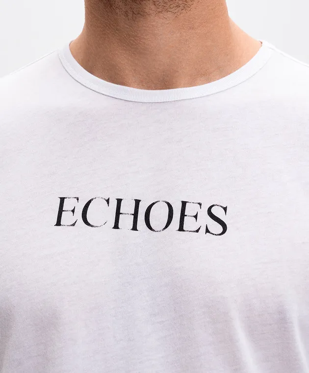 Ann Demeulemeester White t-shirt with Echoes print