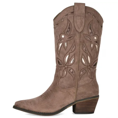 AZAREY 562J041 Botas camperas taupe con caña decor