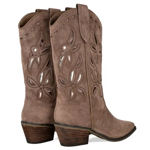 AZAREY 562J041 Botas camperas taupe con caña decor