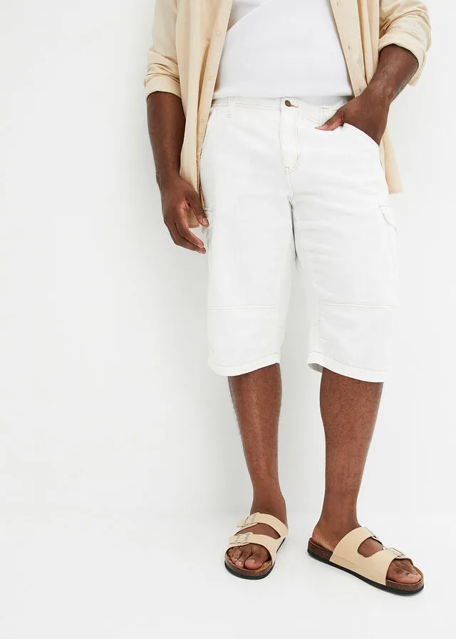 Bermudas vaqueras largas, loose fit Blanco lana