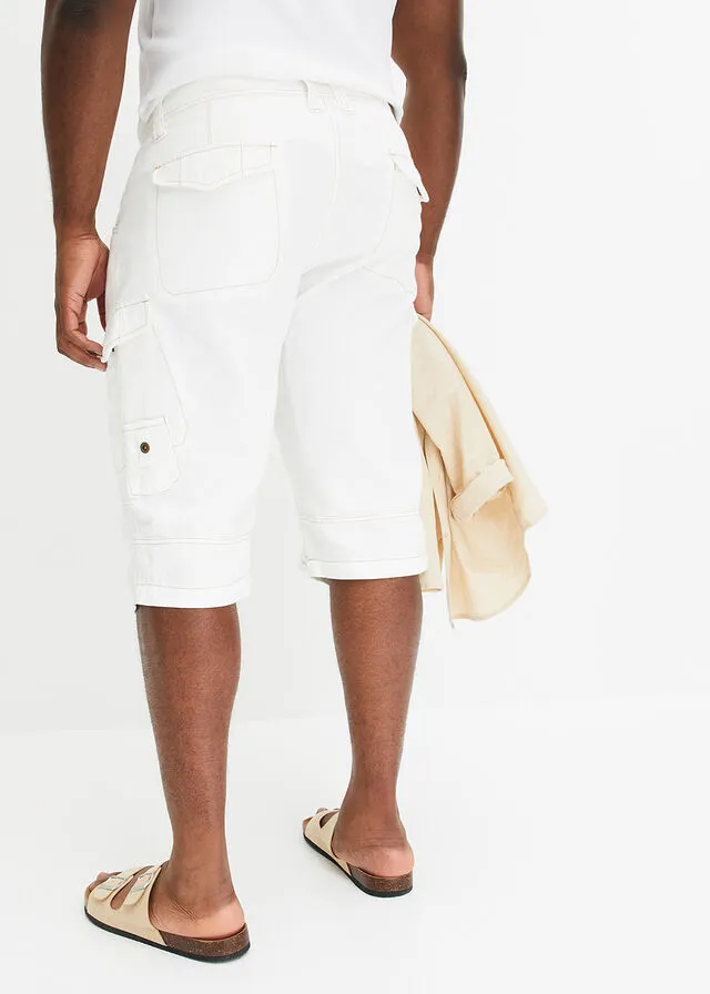 Bermudas vaqueras largas, loose fit Blanco lana