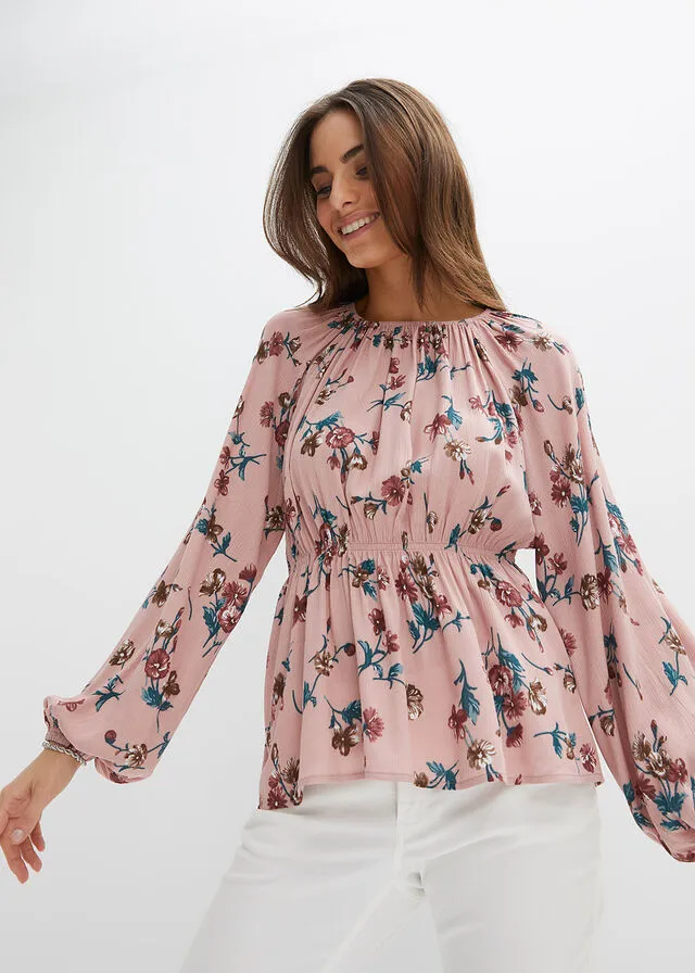 Blusa ancha Blusa en rosa de flores