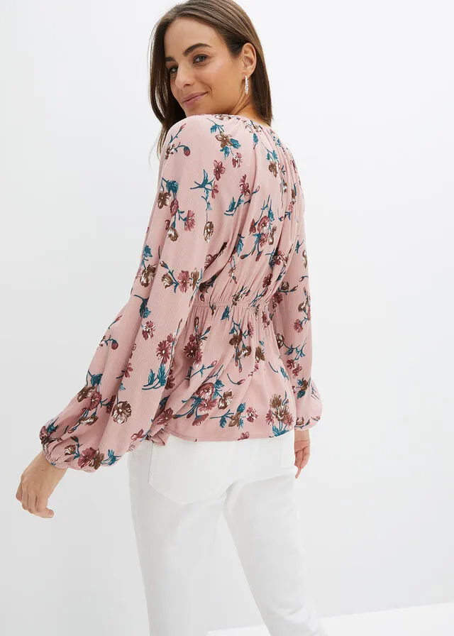 Blusa ancha Blusa en rosa de flores