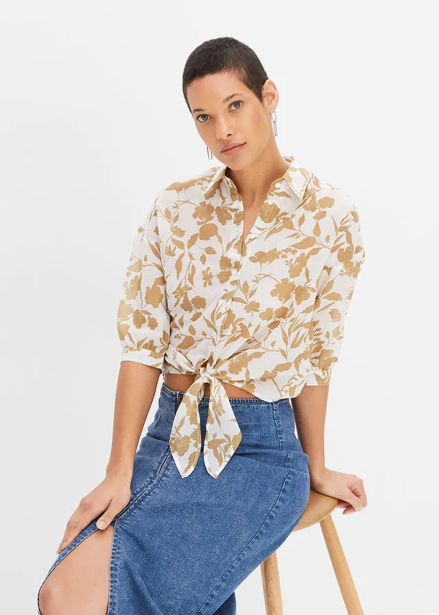 Blusa Crema-beige de flores