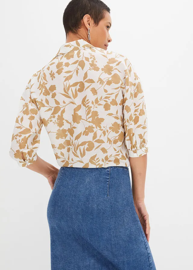 Blusa Crema-beige de flores