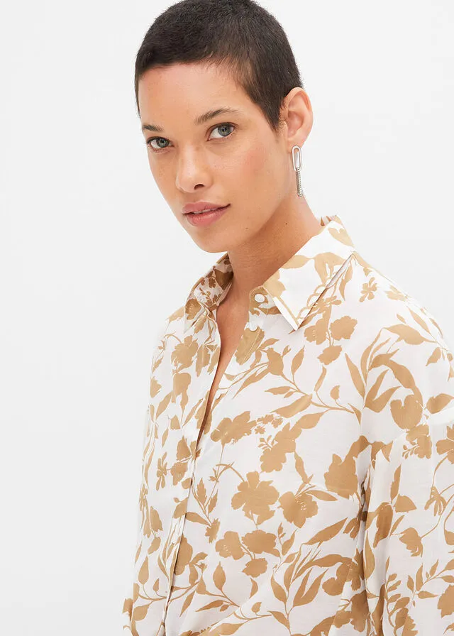 Blusa Crema-beige de flores