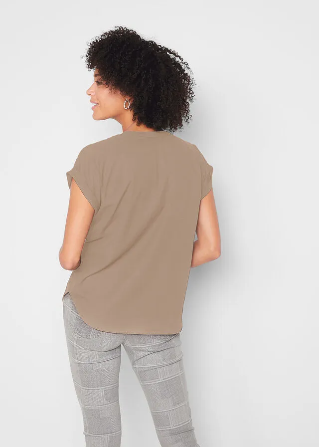 Blusa de georgette arcilla