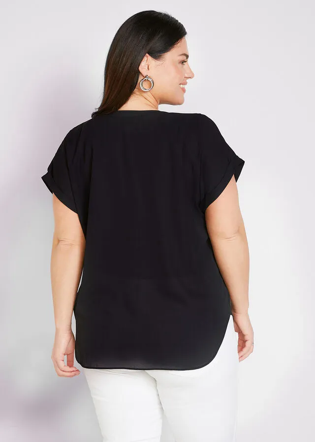 Blusa de georgette Negro