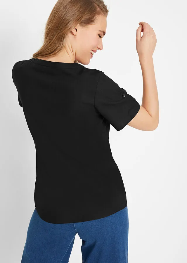 Blusa de manga corta Negro