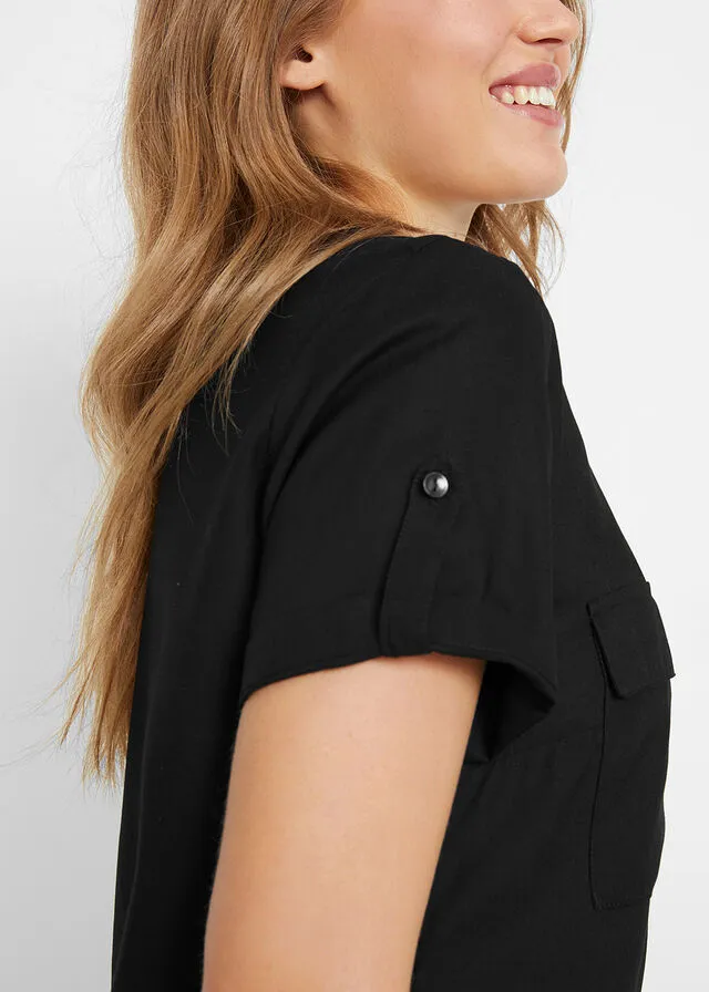 Blusa de manga corta Negro