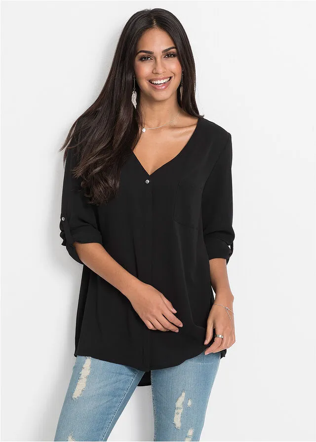 Blusa de manga larga Negro