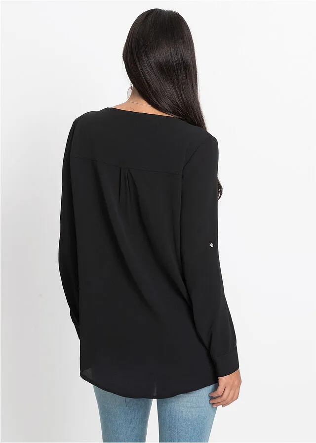 Blusa de manga larga Negro