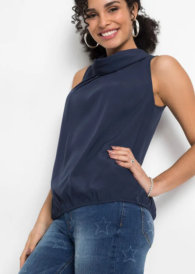 Blusa de poliéster reciclado Azul marino