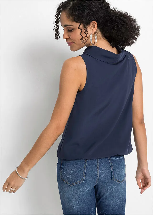 Blusa de poliéster reciclado Azul marino