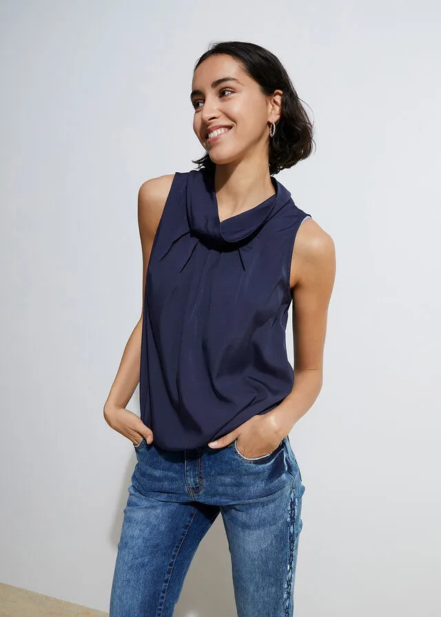 Blusa de poliéster reciclado Azul marino