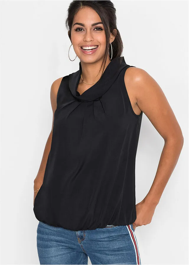 Blusa de poliéster reciclado Negro