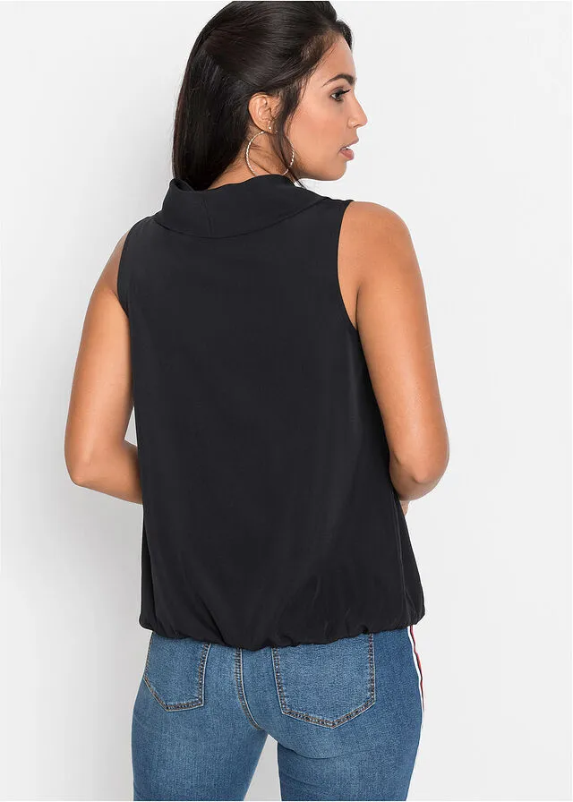 Blusa de poliéster reciclado Negro