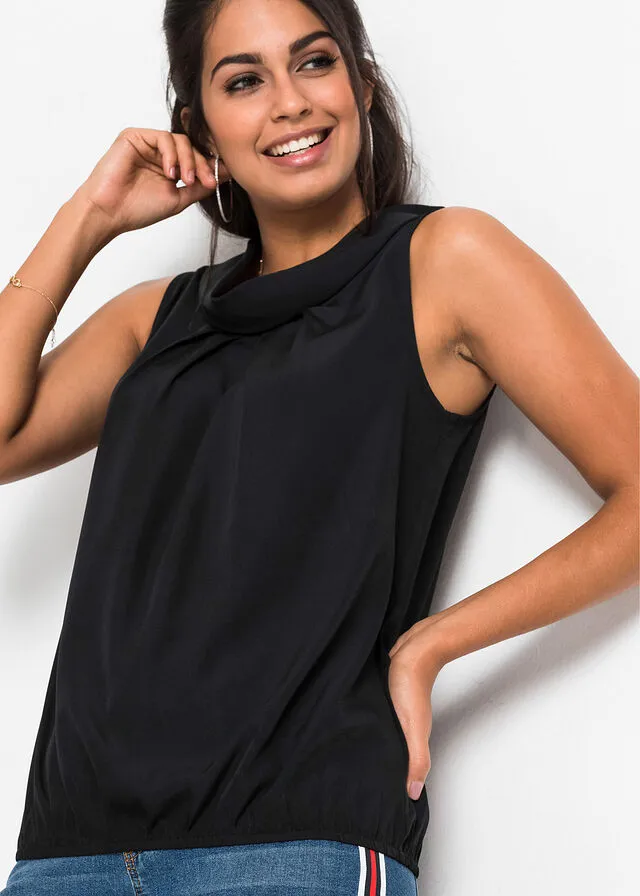 Blusa de poliéster reciclado Negro