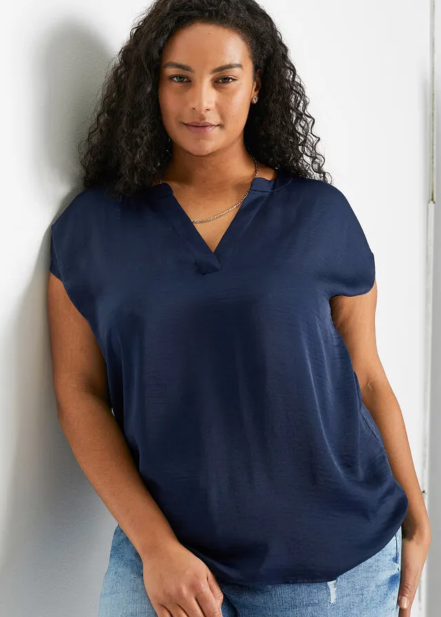 Blusa de satén Azul marino