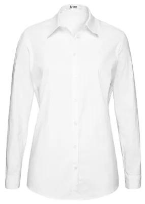 Blusa elástica de manga larga Blanco