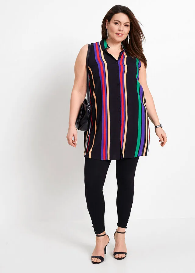 Blusa larga de viscosa Multicolor de rayas