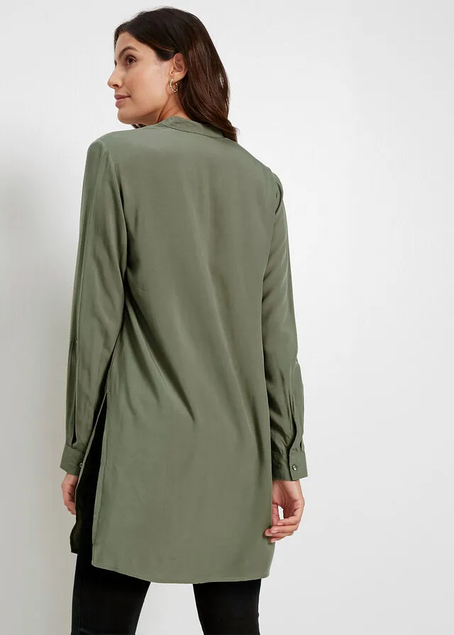 Blusa larga de viscosa Verde oliva