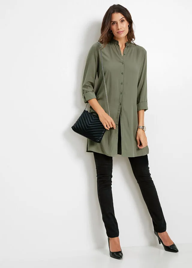 Blusa larga de viscosa Verde oliva