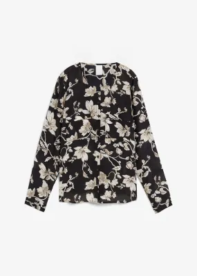 Blusa Negro-gris guijarro de flores