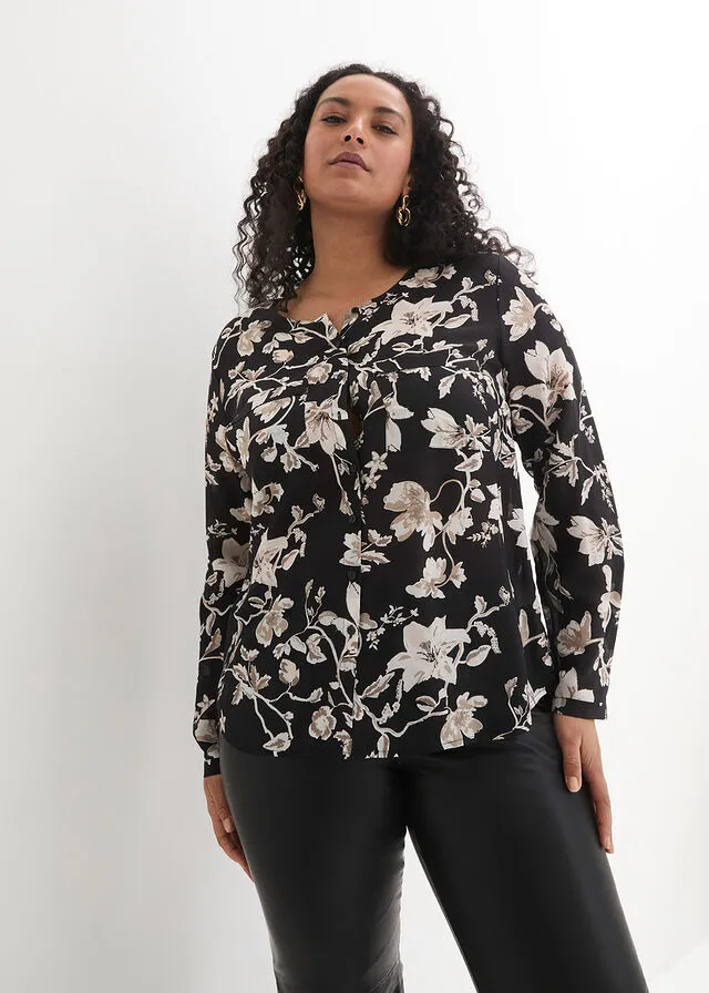 Blusa Negro-gris guijarro de flores