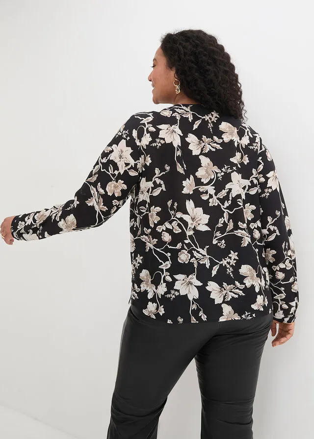 Blusa Negro-gris guijarro de flores