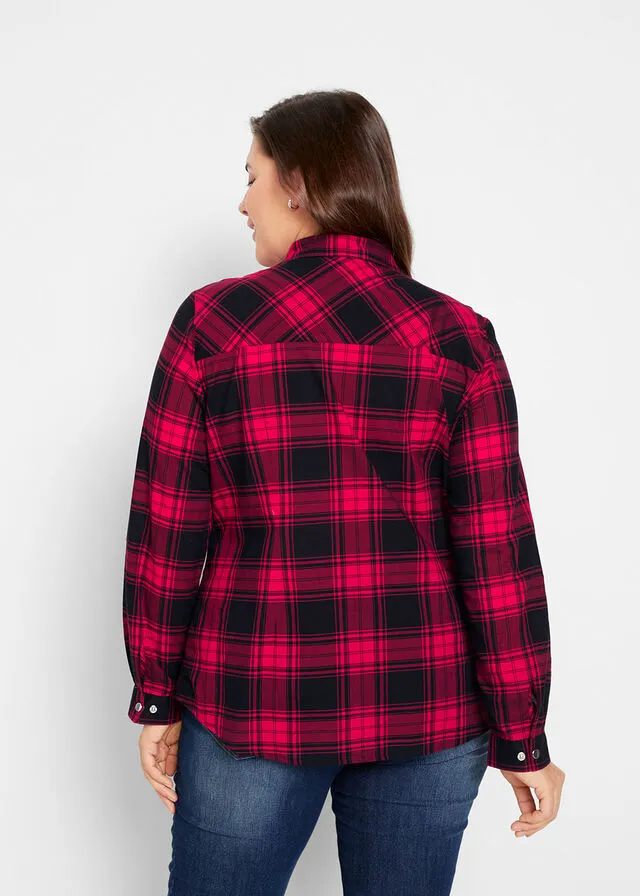 Blusa tartán Rojo-negro de cuadros