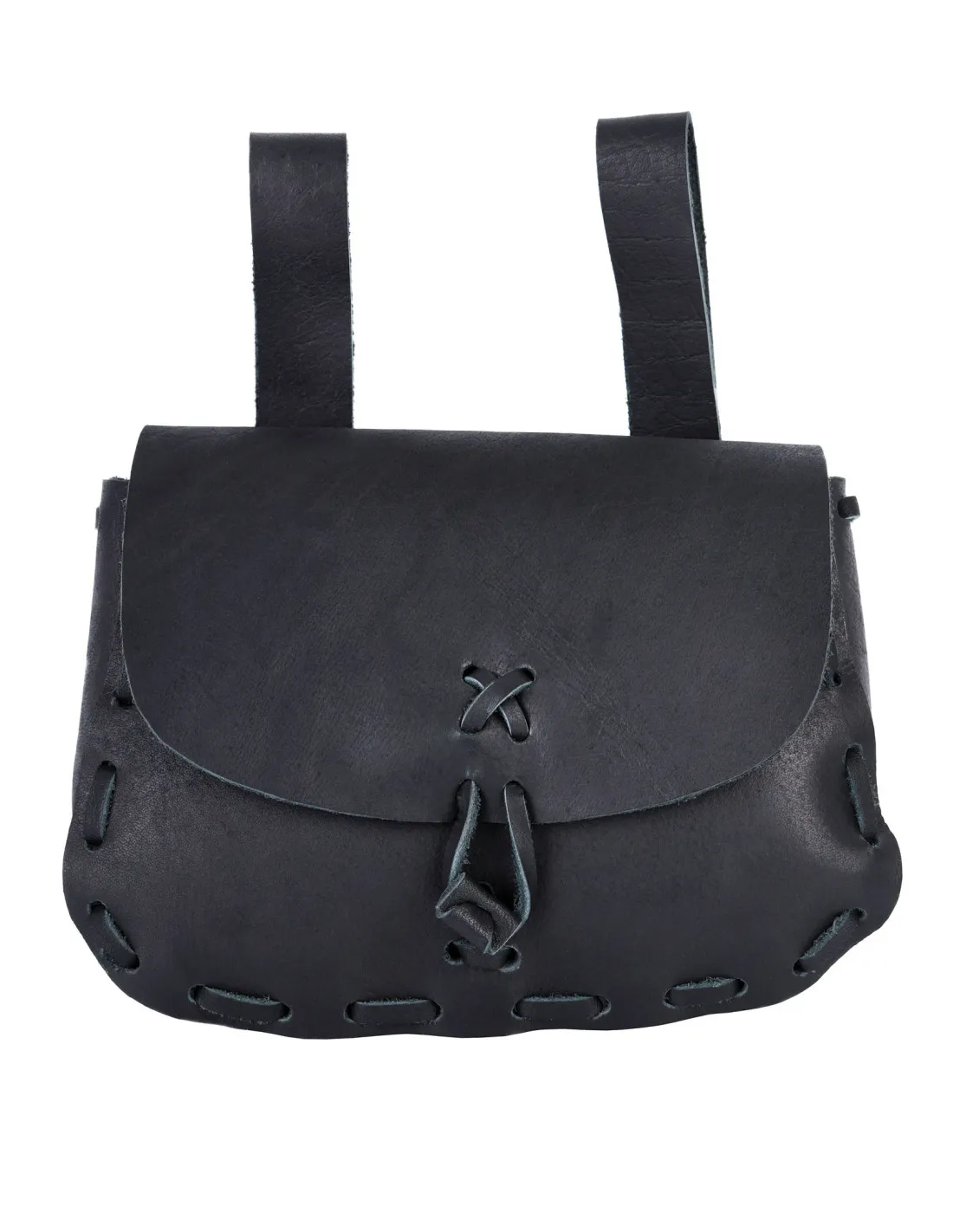 Bolsa medieval para cinturón, cuero negro (14x18 cm.)