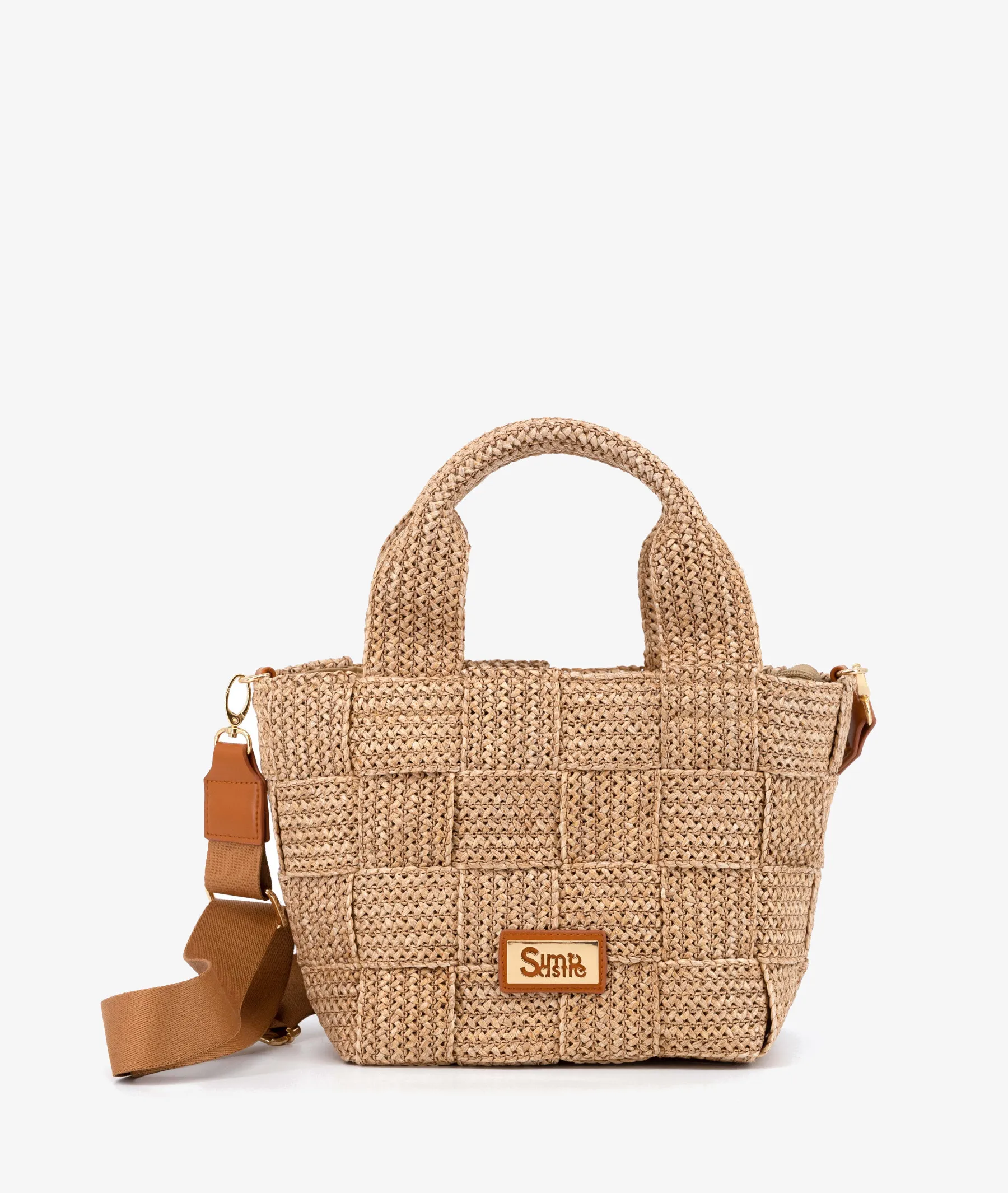 Bolso de rafia SIMOSASTRE 1034 TOTE PARIS en camel   