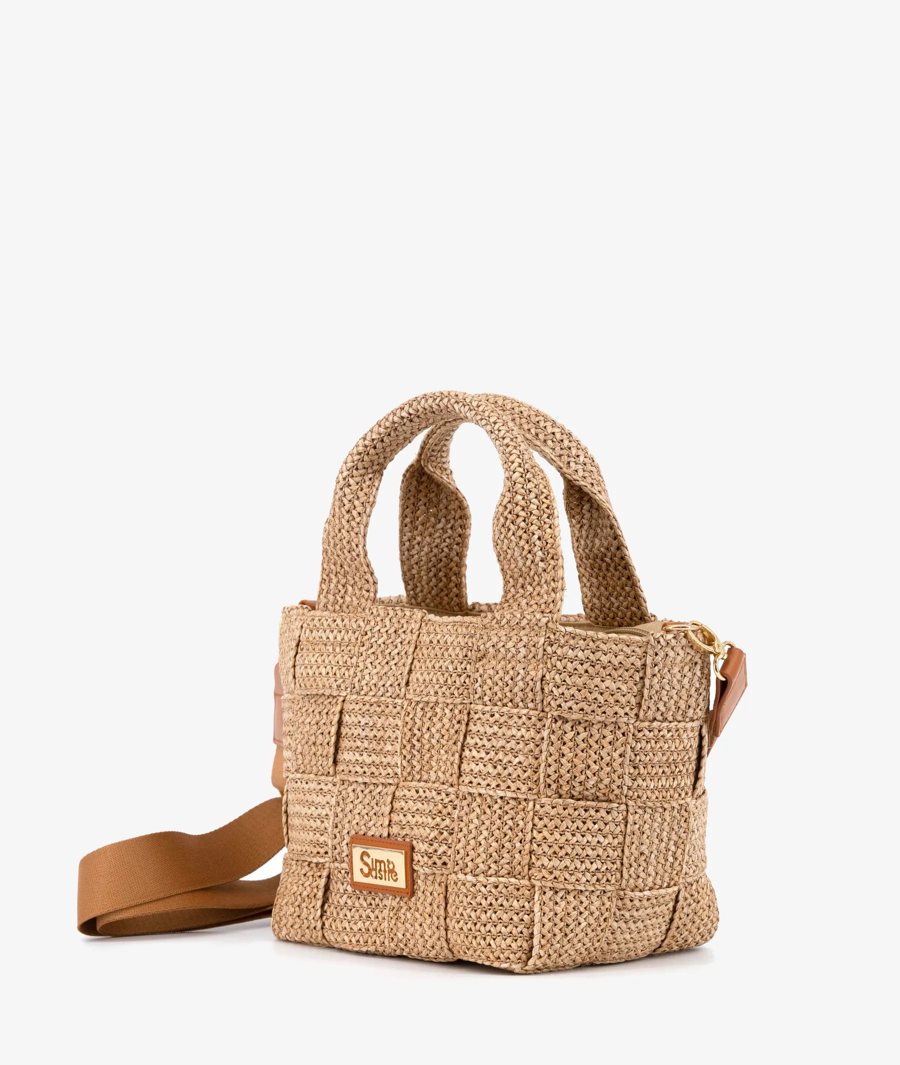 Bolso de rafia SIMOSASTRE 1034 TOTE PARIS en camel   