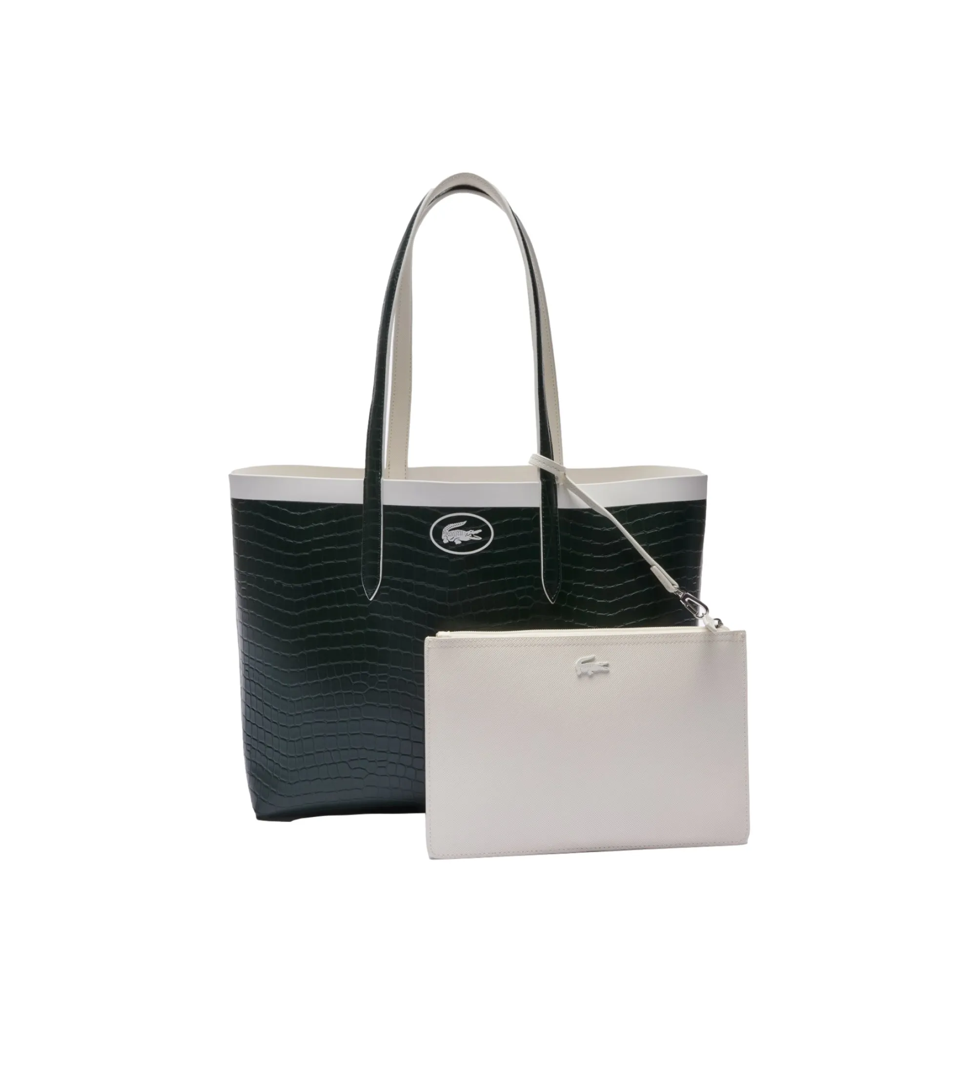 Bolso tote Anna reversible de efecto piqué blanco