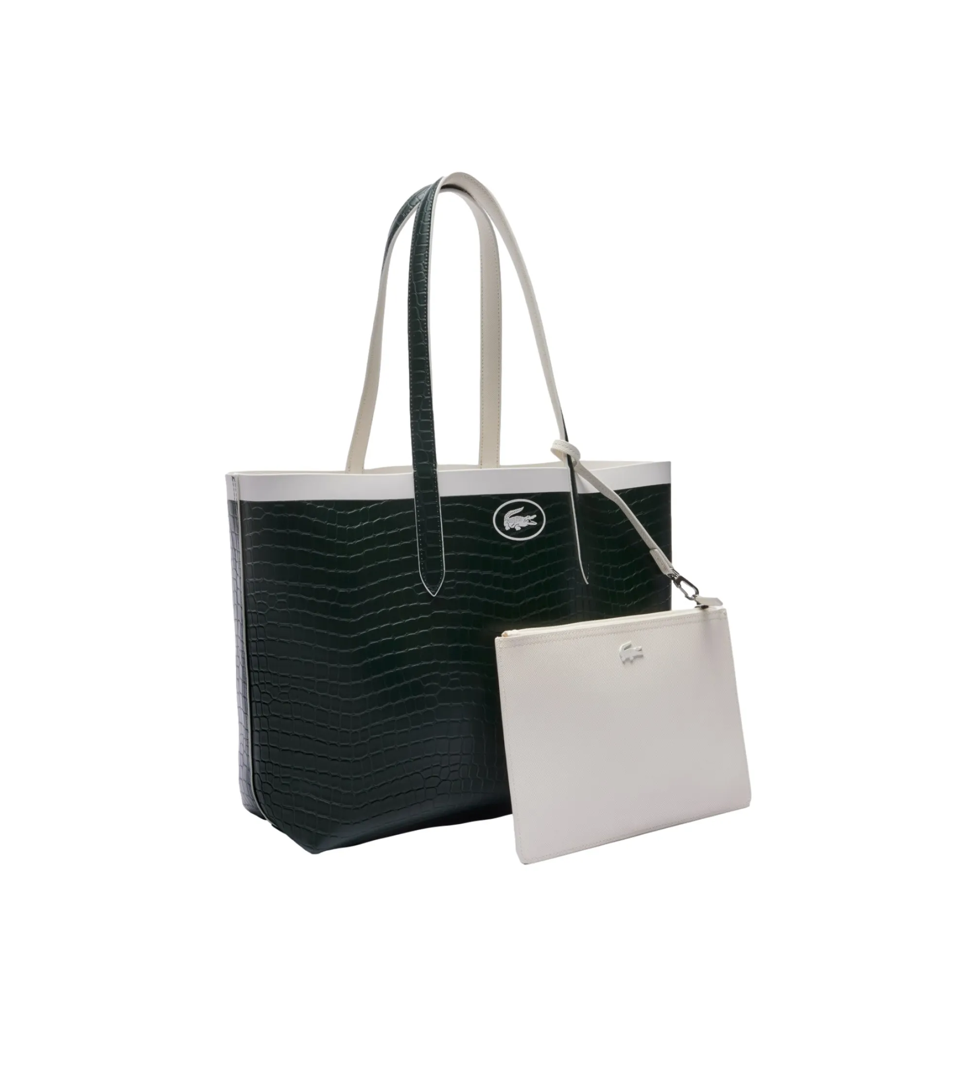 Bolso tote Anna reversible de efecto piqué blanco