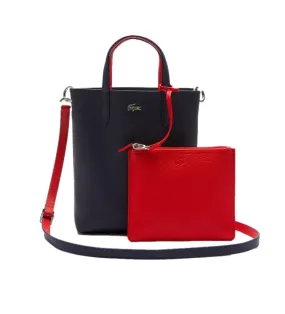 Bolso tote Anna Reversible marino, rojo -29x22x10cm-