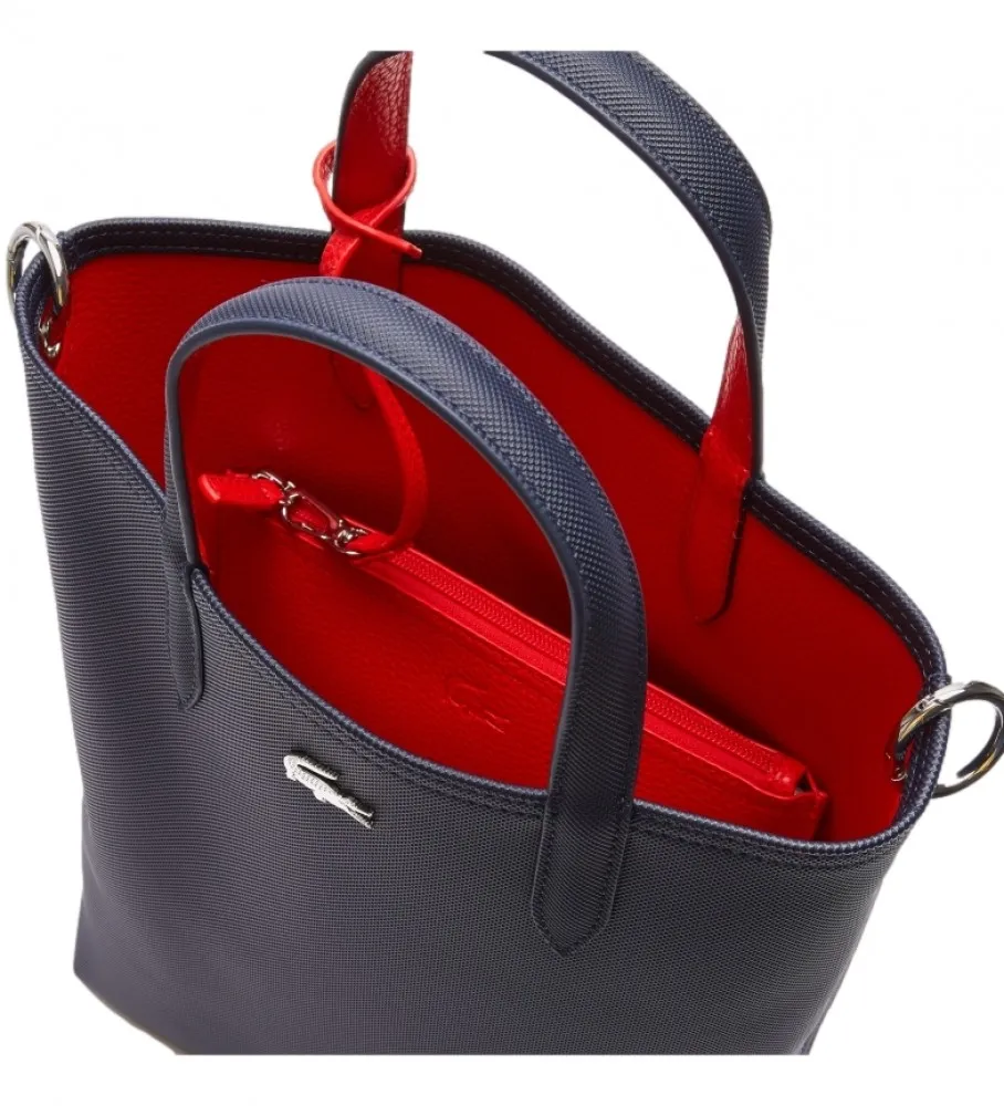 Bolso tote Anna Reversible marino, rojo -29x22x10cm-