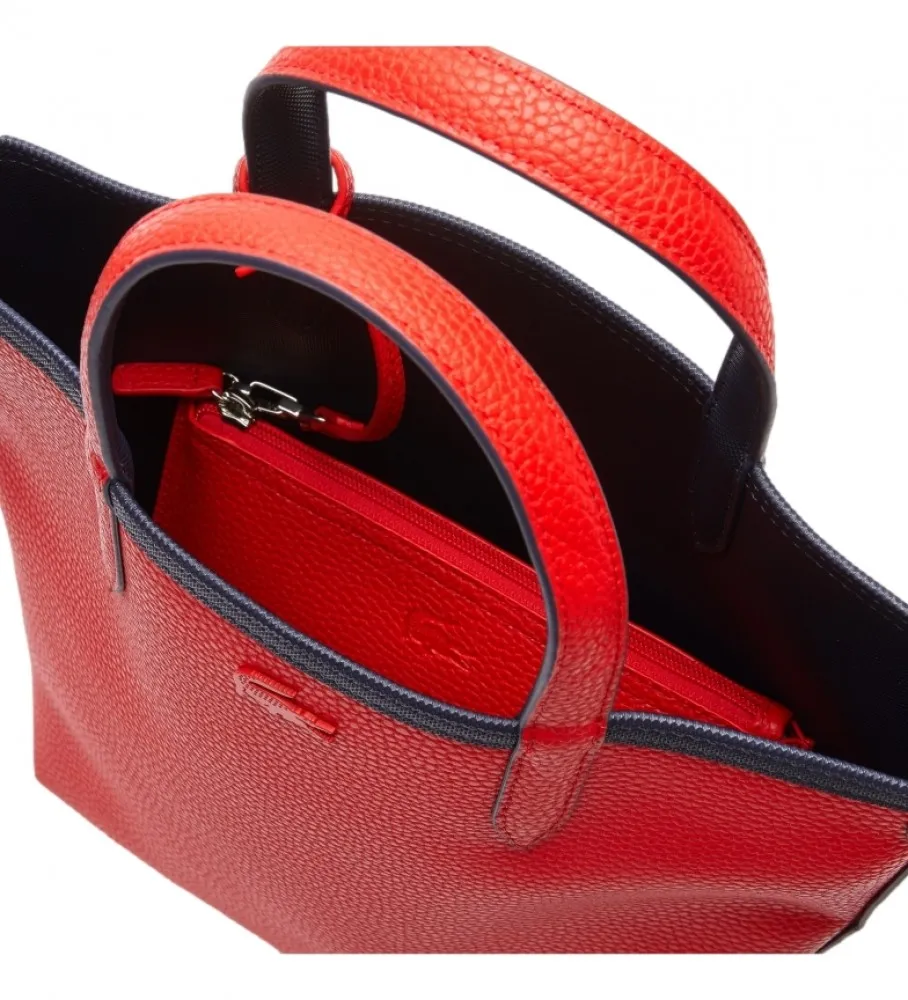 Bolso tote Anna Reversible marino, rojo -29x22x10cm-