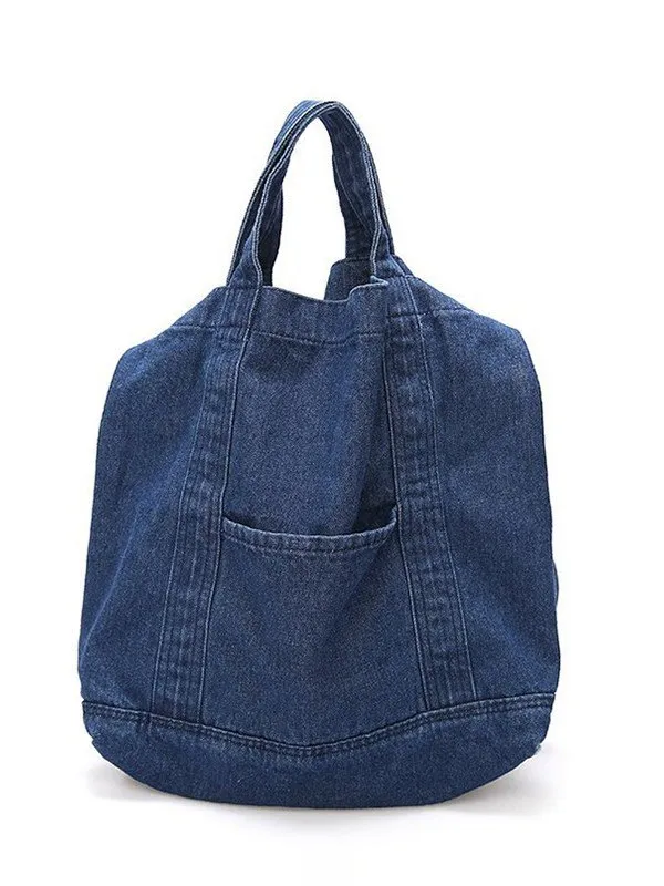 Bolso tote grande de denim lavado