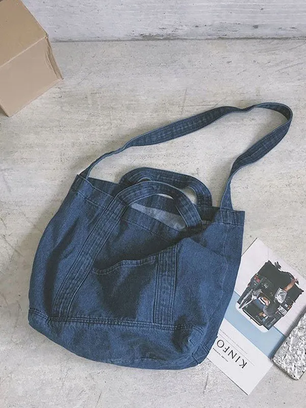 Bolso tote grande de denim lavado