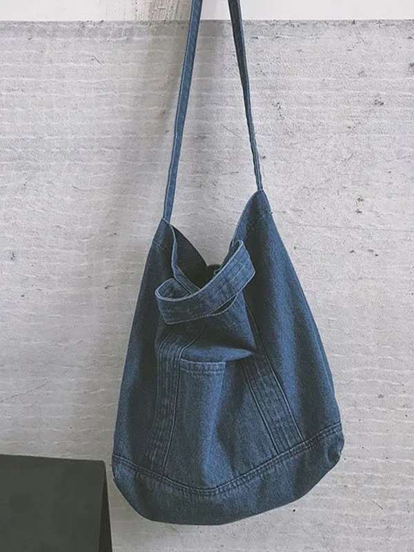 Bolso tote grande de denim lavado