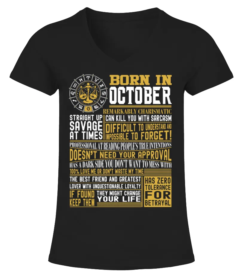 Born Libra October facts Camiseta cuello pico Mujer