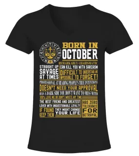 Born Libra October facts Camiseta cuello pico Mujer