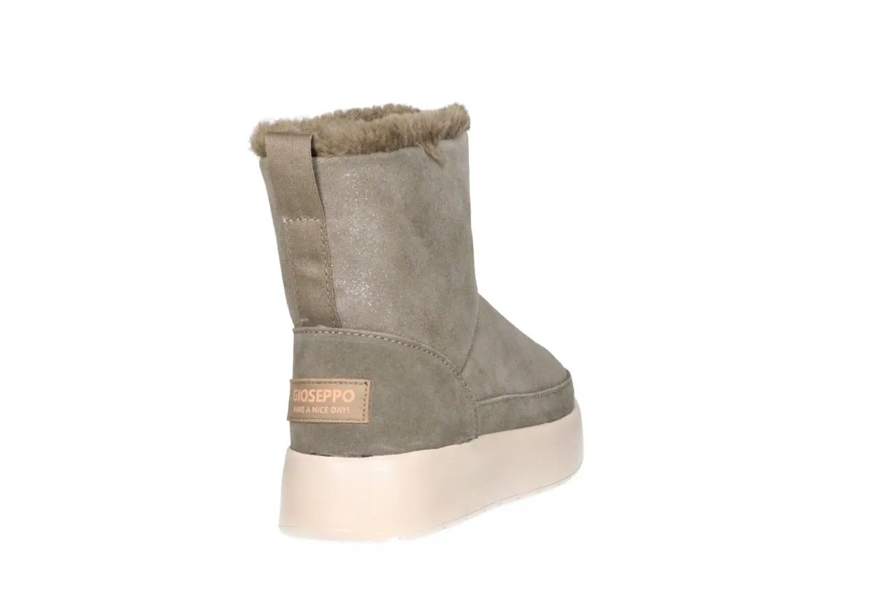 Botin Nobuck Taupe Cuello Pelo Piso Grueso