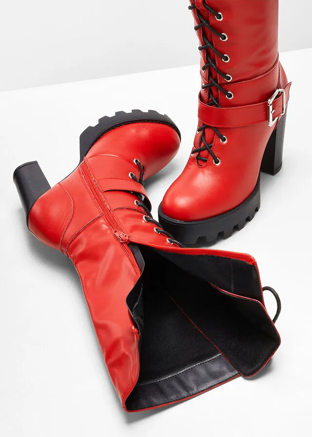 Botines de plataforma Rojo