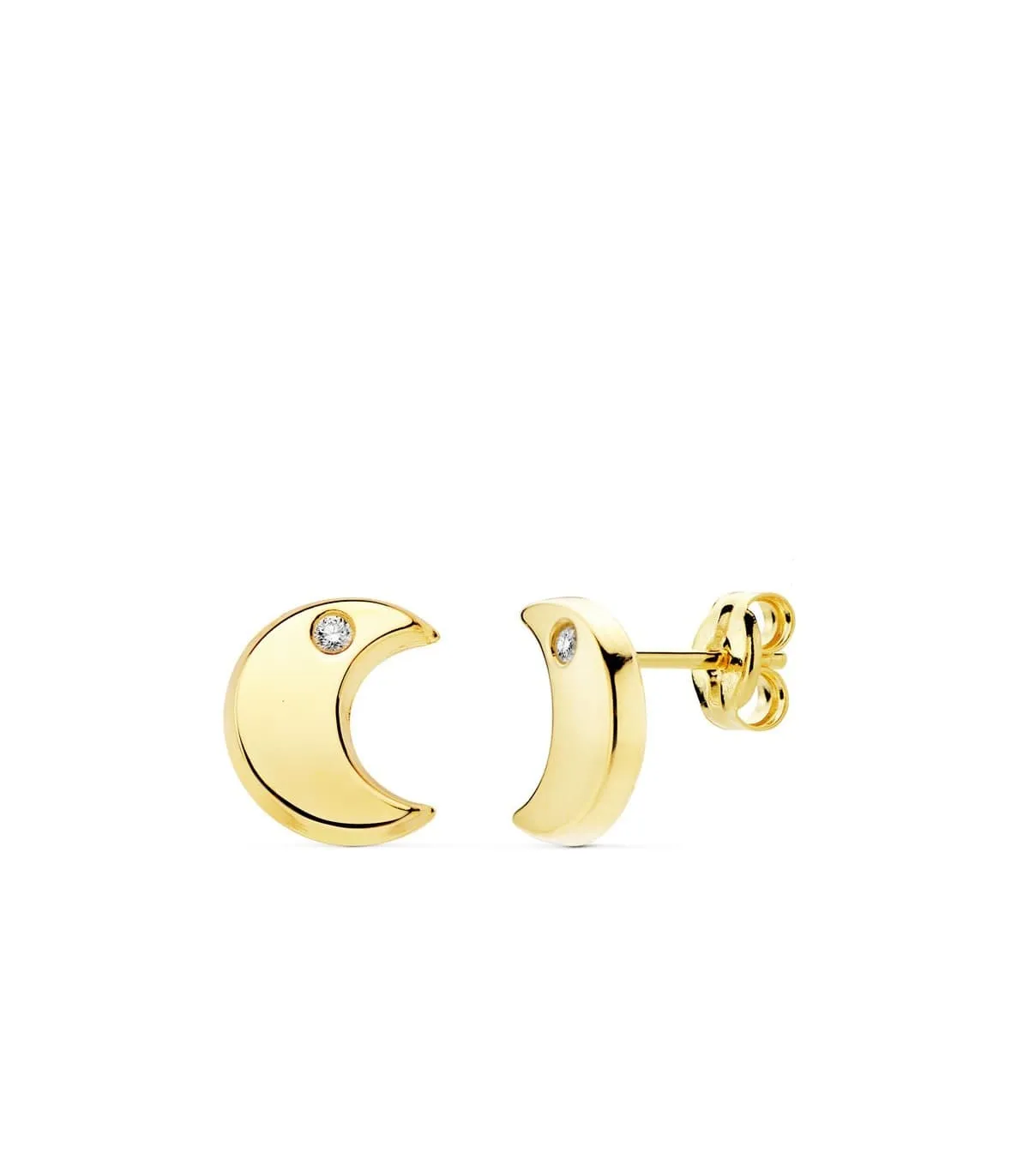 Boucles d'oreilles Demi Lune Or Jaune 18 K 9 MM