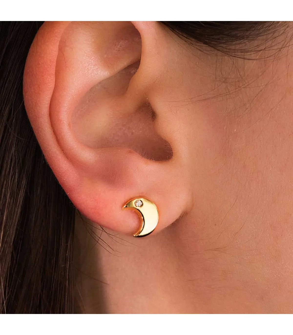 Boucles d'oreilles Demi Lune Or Jaune 18 K 9 MM