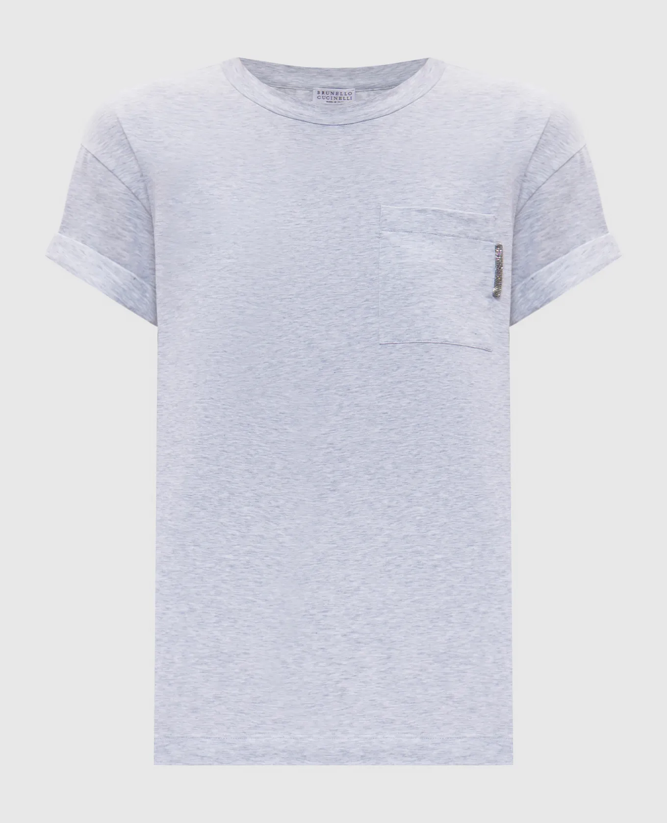 Brunello Cucinelli Gray melange t-shirt with monil chain